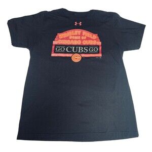 UNDER ARMOUR HEATGEAR Mens Black Chicago Cubs T-Shirt Wrigley Field Size L